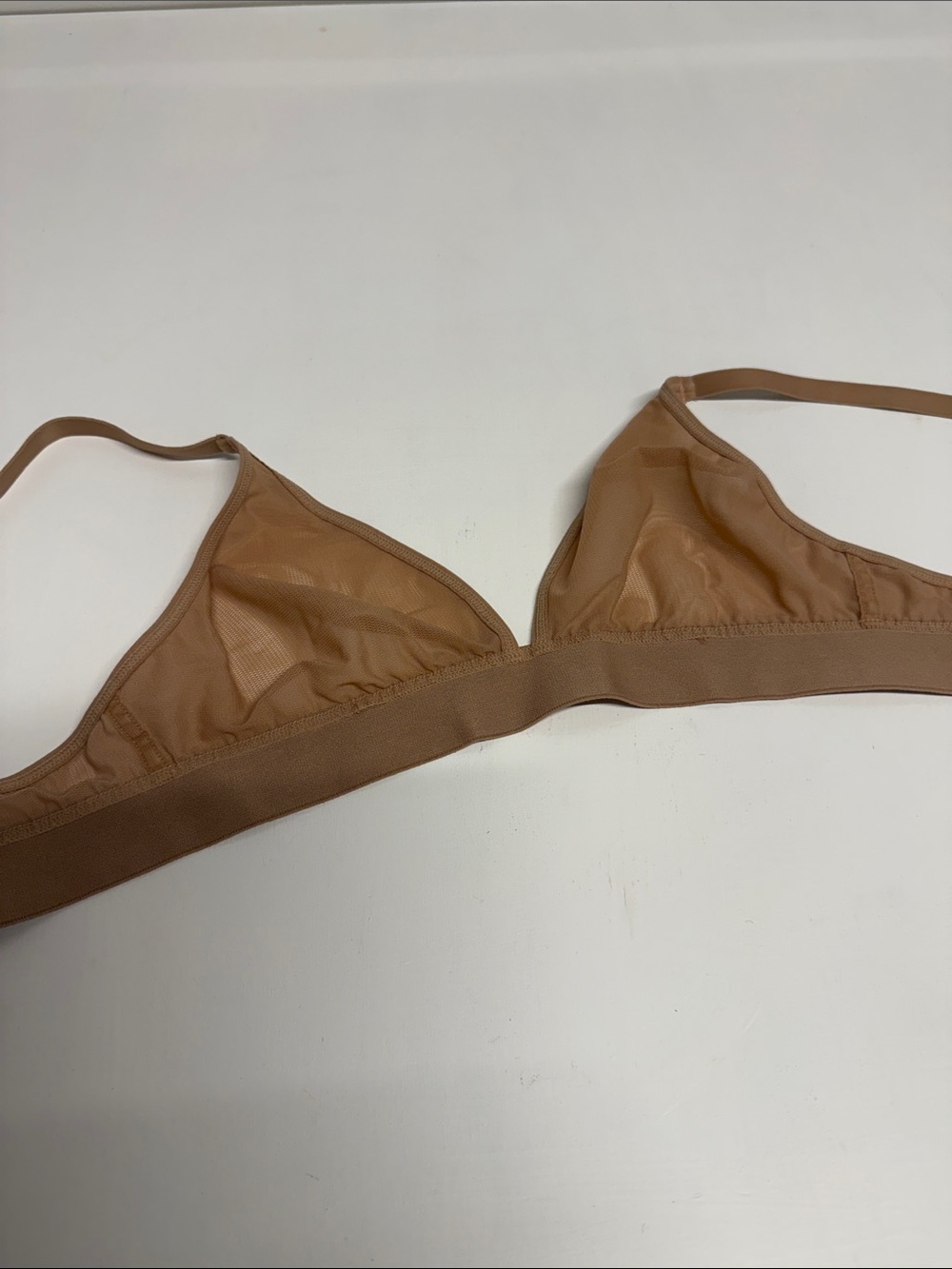 Negative mesh Everyday Triangle Bralette in Tan